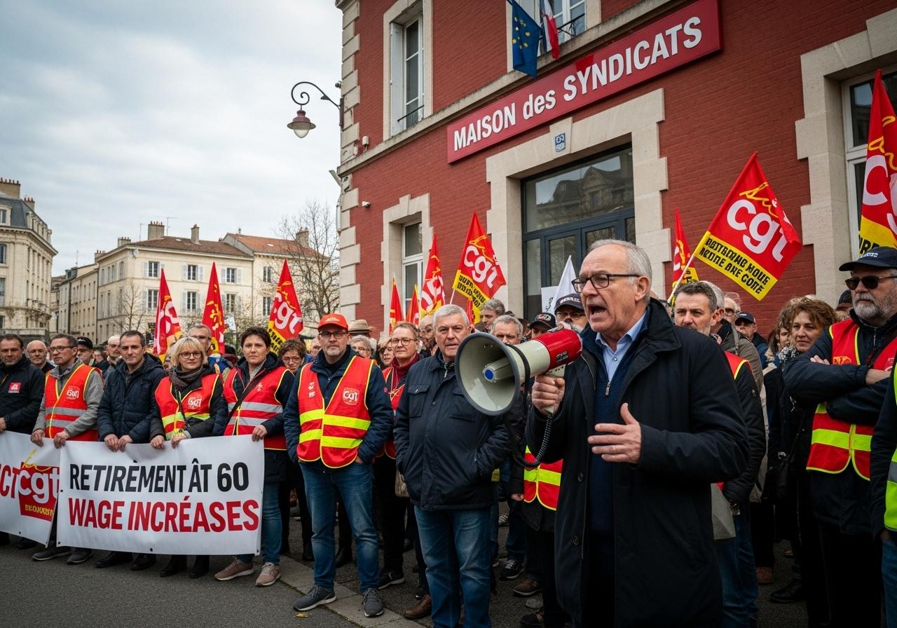 Illustration pour manifestation retraité chalon sur-saône aujourd'hui